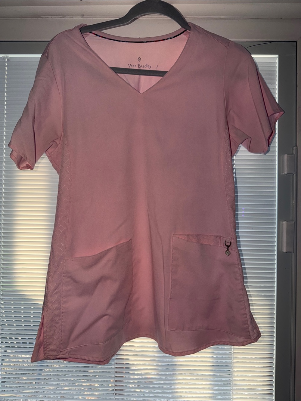 Vera Bradley Pink V-Neck Tunic Scrub Top